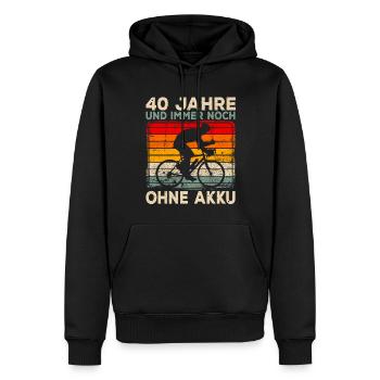 40. Geburtstag 40 Jahre Ohne Akku Fahrrad - Männer Premium Bio Hoodie - Schwarz - Vorne - Nico (187cm)