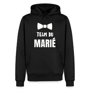 Team du marié - Sweat à capuche Premium bio Homme - noir - Devant - Nico (187cm)