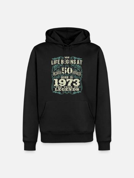 50 jaar oud - geboren het jaar van legendes 1973 - Mannen Premium Bio hoodie - zwart