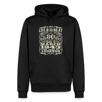 März 1943 - 80 Jahre alt - 80. Geburtstag - Männer Premium Bio Hoodie - Schwarz - Vorne - Nico (187cm)