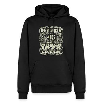 März 1978 - 45 Jahre alt - 45. Geburtstag - Männer Premium Bio Hoodie - Schwarz - Vorne - Nico (187cm)