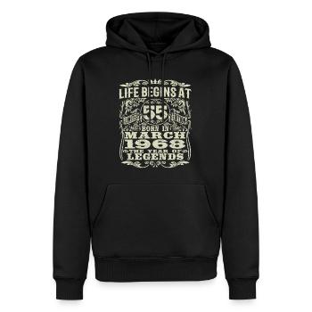 März 1968 - 55 Jahre alt - 55. Geburtstag - Männer Premium Bio Hoodie - Schwarz - Vorne - Nico (187cm)