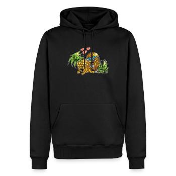 pizza restauration rapide plats d’amour pizza ananas - Sweat à capuche Premium bio Homme - noir - Devant - Nico (187cm)