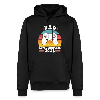 Papa-Level abgeschlossen 2023 Papa 2023 - Männer Premium Bio Hoodie - Schwarz - Vorne - Nico (187cm)
