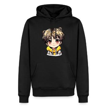 Manga Japon Dessin - Sweat à capuche Premium bio Homme - noir - Devant - Nico (187cm)