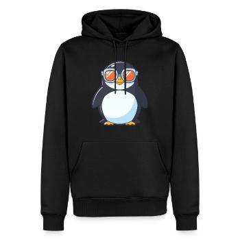 Pinguin mit Sonnenbrille, Antarktisvogel - Männer Premium Bio Hoodie - Schwarz - Vorne - Nico (187cm)