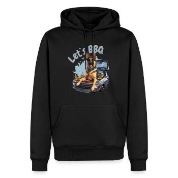 Grillmaster - BBQ Shirt, German Shepherd Let`s BBQ - Männer Premium Bio Hoodie - Schwarz - Vorne - Nico (187cm)