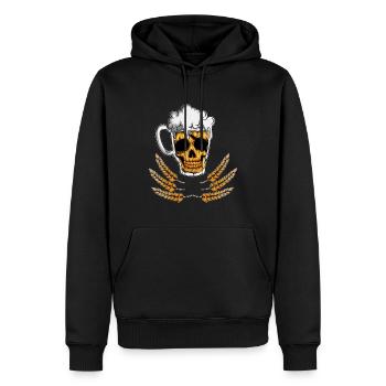 Bier Bierglas mit Schaum Skelett Schädel Gerste - Männer Premium Bio Hoodie - Schwarz - Vorne - Nico (187cm)