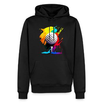 Balle de golf - Sweat à capuche Premium bio Homme - noir - Devant - Nico (187cm)