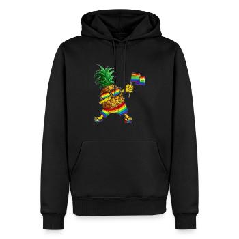 Ananas trägt Fahne Brille Kleidung Regenbogenfarbe - Männer Premium Bio Hoodie - Schwarz - Vorne - Nico (187cm)