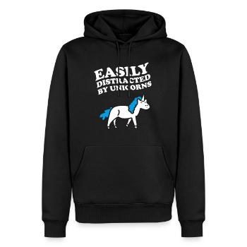 Facilement distrait par le dicton de licorne de licorne - Sweat à capuche Premium bio Homme - noir - Devant - Nico (187cm)