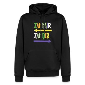 À moi à vous zu mir zu dir - Sweat à capuche Premium bio Homme - noir - Devant - Nico (187cm)