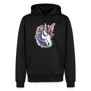 Unicorn / mythical creatures / fairy tales / magic / glitter - Men’s Premium Organic Hoodie - black - Front - Nico (187cm)