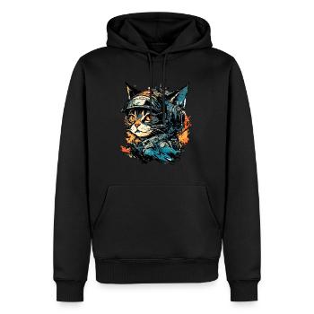 Astronaute / Espace / Vaisseau spatial / Vaisseau spatial / Chat - Sweat à capuche Premium bio Homme - noir - Devant - Nico (187cm)