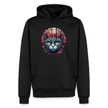 Cool Cat / Funny / Animal / Pet / Crazy - Men’s Premium Organic Hoodie - black - Front - Nico (187cm)
