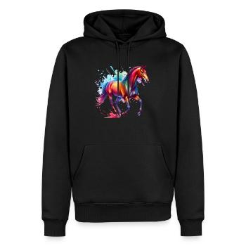 Traber Geschenk Pferd - Männer Premium Bio Hoodie - Schwarz - Vorne - Nico (187cm)