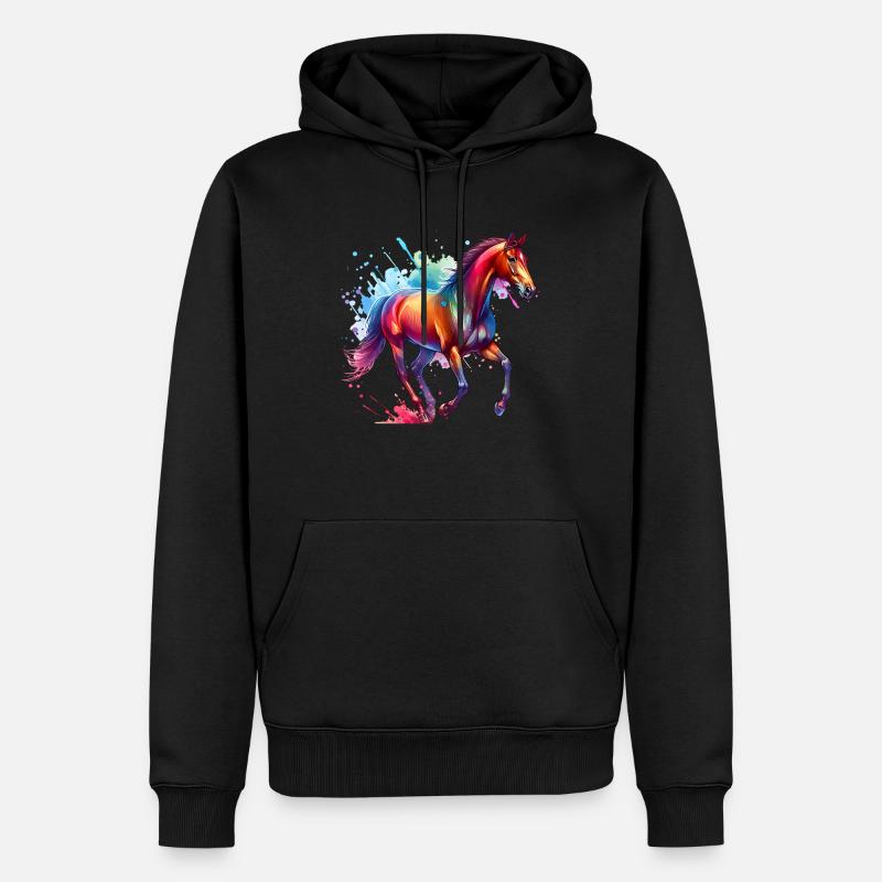 Traber Geschenk Pferd - Männer Premium Bio Hoodie - Schwarz