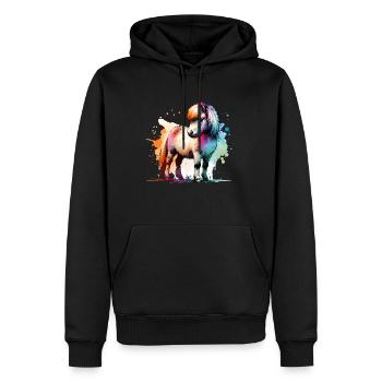 Isländer Geschenk Island Pferde - Männer Premium Bio Hoodie - Schwarz - Vorne - Nico (187cm)