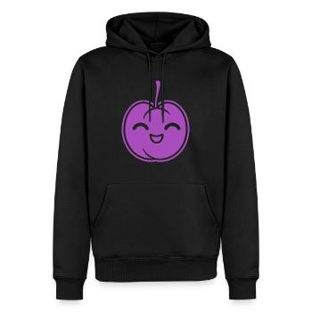 Pflaume - Männer Premium Bio Hoodie - Schwarz - Vorne - Nico (187cm)