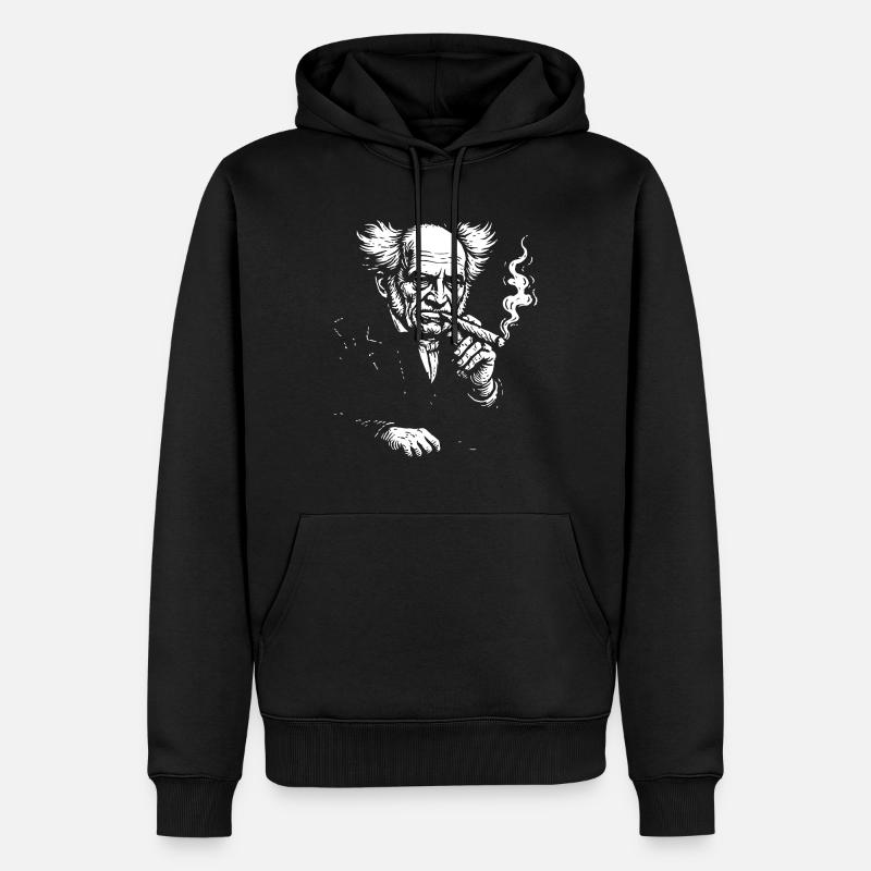 Schopenhauer raucht eine Zigarre - Männer Premium Bio Hoodie - Schwarz