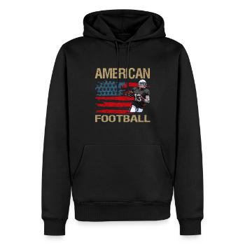 American Football- Football américain - Sweat à capuche Premium bio Homme - noir - Devant - Nico (187cm)