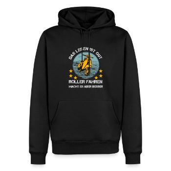 Leben besser Roller Mofa Moped Rollerfahrer - Männer Premium Bio Hoodie - Schwarz - Vorne - Nico (187cm)