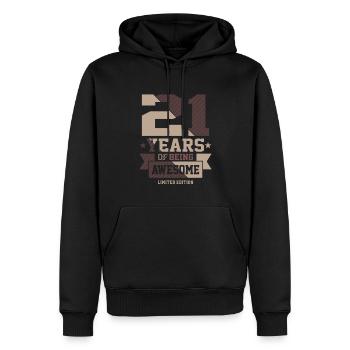 21 Jahre tolle Geschenkideen zum 21. Geburtstag - Männer Premium Bio Hoodie - Schwarz - Vorne - Nico (187cm)