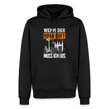 Kran - Männer Premium Bio Hoodie - Schwarz - Vorne - Nico (187cm)
