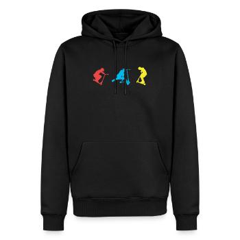 Tretroller - Männer Premium Bio Hoodie - Schwarz - Vorne - Nico (187cm)