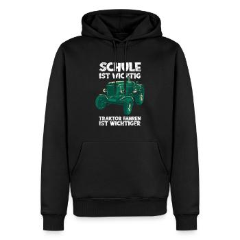 Traktor Schule - Männer Premium Bio Hoodie - Schwarz - Vorne - Nico (187cm)
