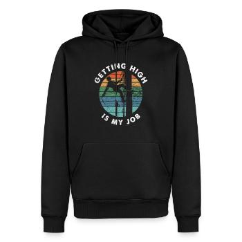 Retro Baumpfleger Aborist - Männer Premium Bio Hoodie - Schwarz - Vorne - Nico (187cm)