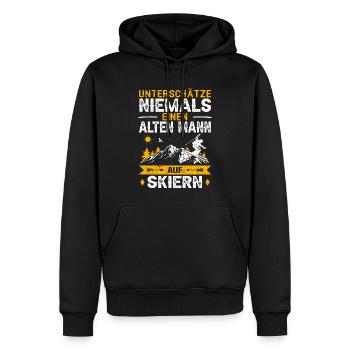 Alter Mann Skifahren Skier Ski Wintersport Berge - Männer Premium Bio Hoodie - Schwarz - Vorne - Nico (187cm)