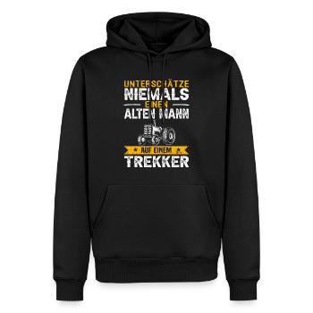 Alter Mann Trekker Traktor Bulldog Landwirtschaft - Männer Premium Bio Hoodie - Schwarz - Vorne - Nico (187cm)