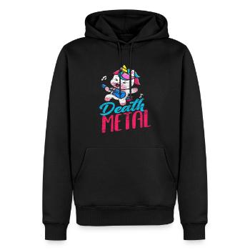Einhorn Metal Musik Death Metal - Männer Premium Bio Hoodie - Schwarz - Vorne - Nico (187cm)