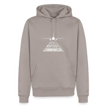 Aviate Navigate Communicate aviation offer - Men’s Premium Organic Hoodie - taupe - Front - Nico (187cm)