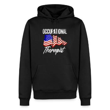 Ergothérapeute America Patriot - Sweat à capuche Premium bio Homme - noir - Devant - Nico (187cm)