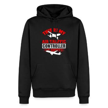 Ceci est mon contrôleur de la circulation aérienne - Sweat à capuche Premium bio Homme - noir - Devant - Nico (187cm)