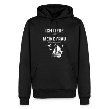 Segler Segelboot Hobby Ich Liebe meine Frau - Männer Premium Bio Hoodie - Schwarz - Vorne - Nico (187cm)
