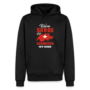 Schweizer - Männer Premium Bio Hoodie - Schwarz - Vorne - Nico (187cm)