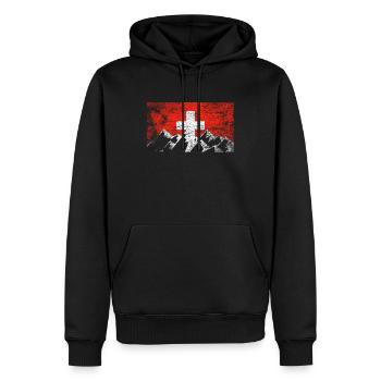 Montagnes de Suisse - Sweat à capuche Premium bio Homme - noir - Devant - Nico (187cm)