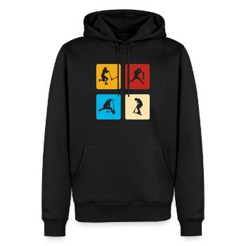 Scooter de cascade - Sweat à capuche Premium bio Homme - noir - Devant - Nico (187cm)