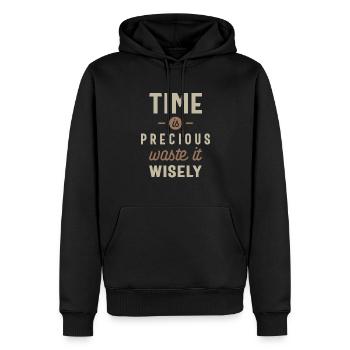 Zeit ist kostbar Verschwenden Sie es klug lustig - Männer Premium Bio Hoodie - Schwarz - Vorne - Nico (187cm)