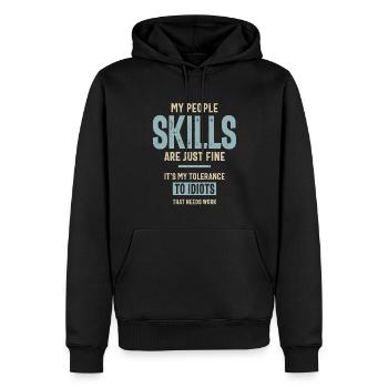 Meine Fähigkeiten sind fein lustiger Sarkasmus - Männer Premium Bio Hoodie - Schwarz - Vorne - Nico (187cm)
