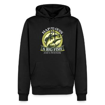 Le bonheur est un gros poisson - Sweat à capuche Premium bio Homme - noir - Devant - Nico (187cm)