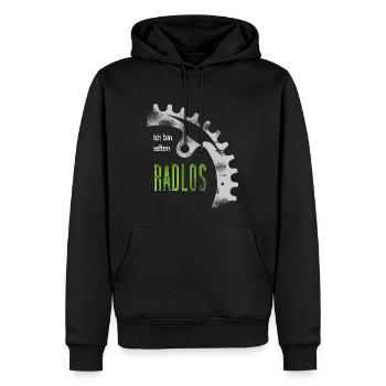 Ich bin selten radlos - Männer Premium Bio Hoodie - Schwarz - Vorne - Nico (187cm)