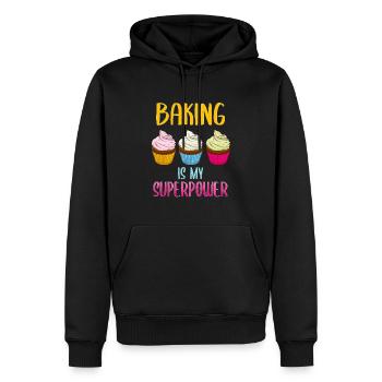 La boulangerie est mon superpouvoir boulanger chef pâtissier - Sweat à capuche Premium bio Homme - noir - Devant - Nico (187cm)