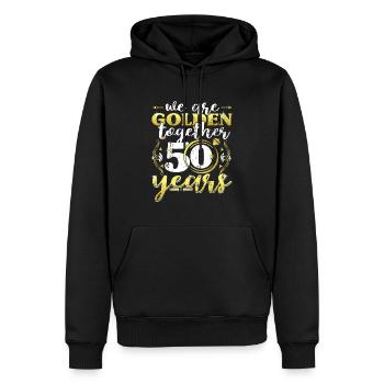 Wir sind Golden Together 50 Jahre Hochzeitstag - Männer Premium Bio Hoodie - Schwarz - Vorne - Nico (187cm)