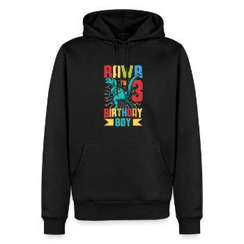 Anniversaire Trex Dinosaure 3ème Anniversaire Garçon - Sweat à capuche Premium bio Homme - noir - Devant - Nico (187cm)