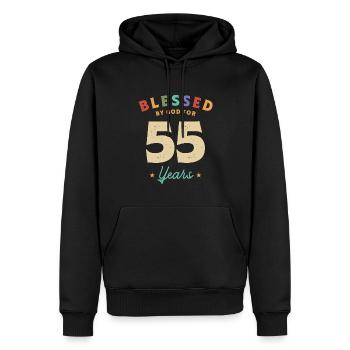 Von Gott gesegnet für 55 Jahre alt - 55. Geburtstag - Männer Premium Bio Hoodie - Schwarz - Vorne - Nico (187cm)