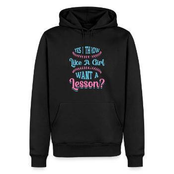 Ja Ich werfe wie ein Mädchen, will Eine Lektion - Männer Premium Bio Hoodie - Schwarz - Vorne - Nico (187cm)